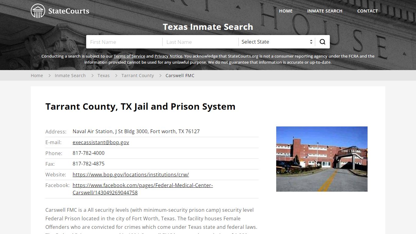 Carswell FMC Inmate Records Search, Texas - StateCourts